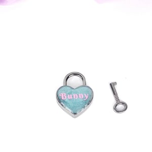 Bunny Heart Pad Lock, Aluminum Heart Lock, Collar Closure Lock, Pet Play Lock