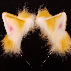 Realistic Animal Ears, Yellow Cosplay, Pet Play Bendable Ears, Faux Fur Animal Ears