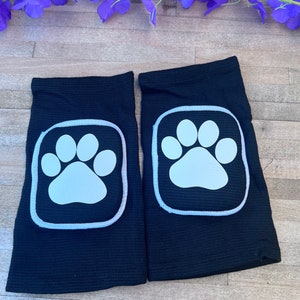 Black Paw Knee pads - Pole Dancing Knee Protection Paws for Pet play and Animal Roleplay | Custom Cosplay Cute Pretend Play - Black & White