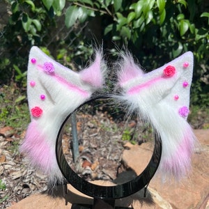 Halloween Tierohren Stirnband - Kawaii Cosplay Ohren - Kätzchen Pet Play Tierohren - Flauschige Kunstfell Tierohren