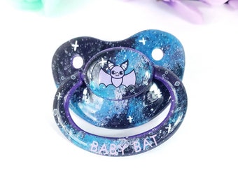 Hand Painted Adult Pacifier - Galaxy Bat ABDL Adult Baby Pacifier for Li Space and Age Regress |  Adult Baby Accessories