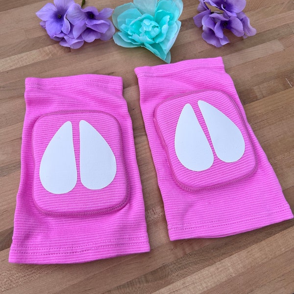 Pink Cow Knee pads - Cow Hoof Pole Dancing Knee Protection Cow Print for Pet play and Animal Roleplay | Cosplay Cute Pretend Play