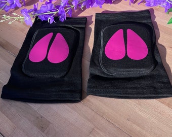 Black Cow Knee pads - Large Pole Dancing Knee Protection Hooves for Pet play and Animal Roleplay | Cosplay Cute Pretend Play Accessories