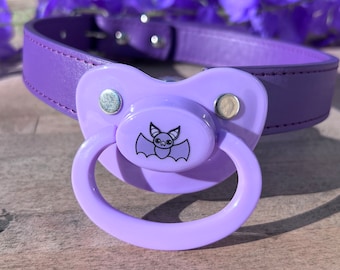 Bat Adult Pacifier Gag - DDLG & ABDL Gag - Bat Purple DDLG Pacifier Gag - Adult Baby Age Play Pacifier Gag - Little Space Accessories