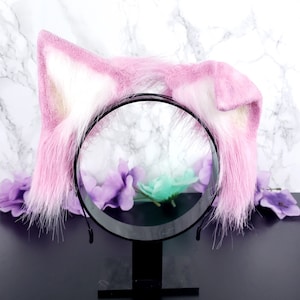 Pink Animal Ears Headband for Halloween - Kitten Cosplay Ears Headband for Pet play and Animal Roleplay Accessories Ideas