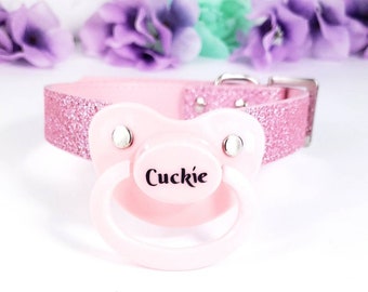 Cuckie Adult Pacifier Gag - Glitter ABDL Restraints Gag - Pink DDLG Pacifier Gag - Adult Age Play Pacifier Gag - Mature Dummy Gag