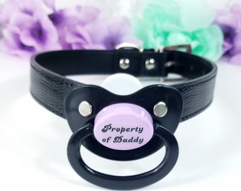 Property Of Daddy Adult Pacifier Gag - Black Small ABDL Gag -DDLG Pacifier Gag - Adult Baby Age Play Pacifier Gag - Little Space accessories