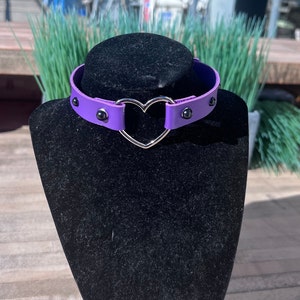 Purple Pet Play Collar - Heart Choker Necklace - Kitten Pet Play Choker