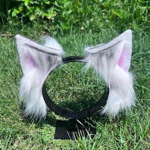 Realistic Animal Ears Headband - Black Kitten Cosplay Ears - Pet Play Puppy Ears, Fluffy Fur Animal Ears