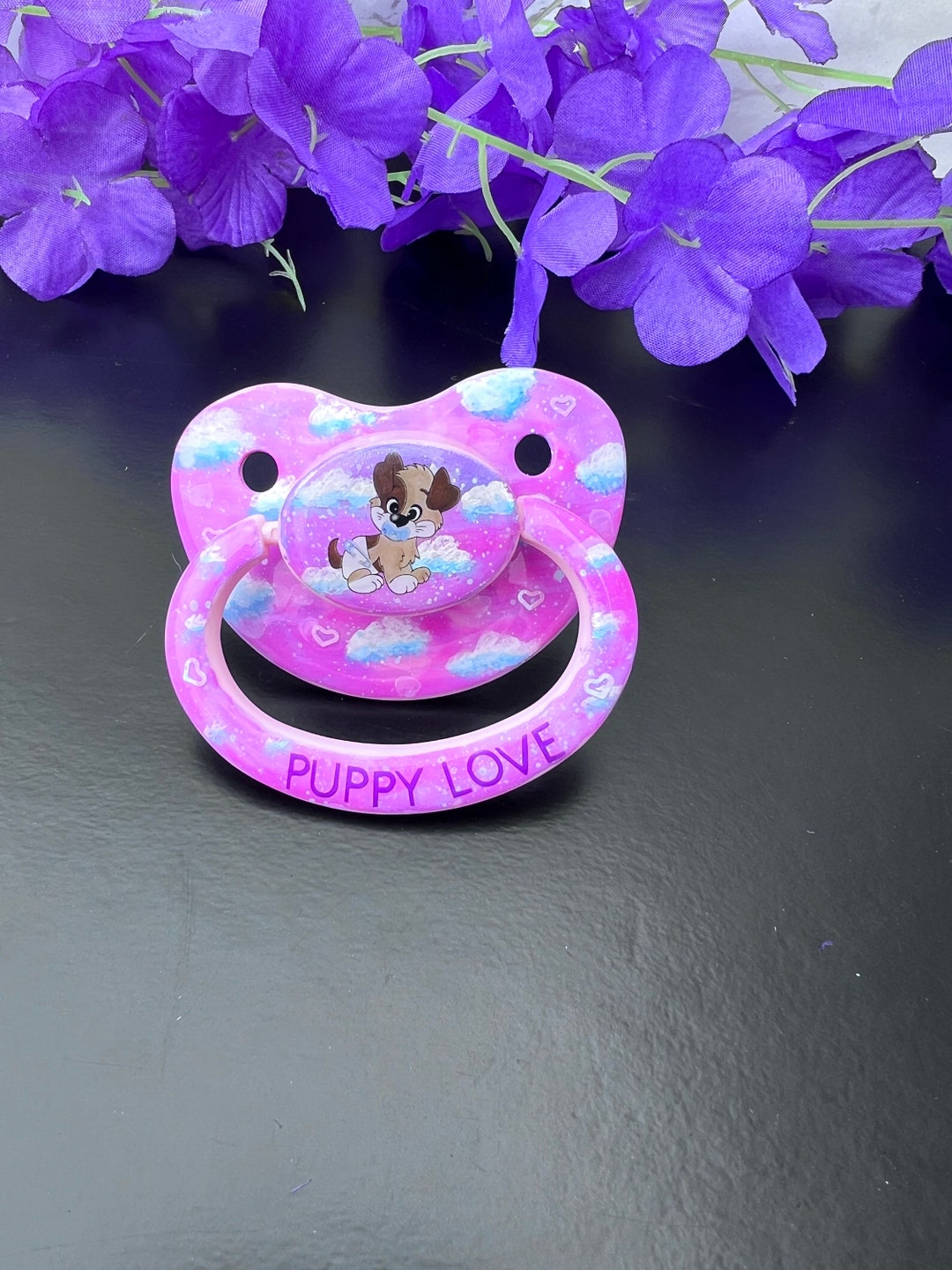 Hand Painted Adult Pacifier Puppy Love ABDL Adult Baby Pacifier for