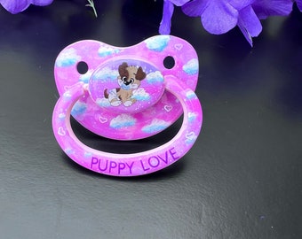 Hand Painted Adult Pacifier - Puppy Love ABDL Adult Baby Pacifier for Soothing and Age Regress |  Adult Baby Accessories