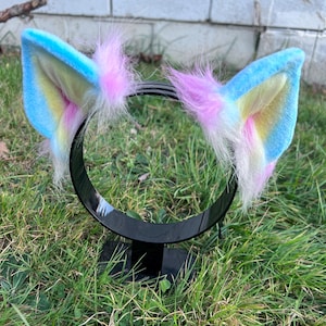 Pride Pet Play Animal Ears - Pansexual Kitten Cosplay Ears - LGBTQ Pet Play Bendable Ears - Pan Pride Costume Ears