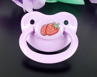 Strawberries Adult Pacifier - Custom Deco ABDL Adult Baby Pacifier in Various Colors - Age Regress | Baby Cosplay Accessories