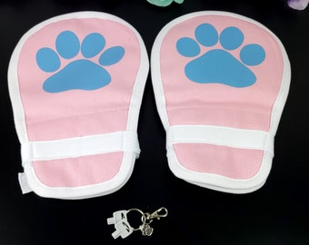 Pink Pet Play Paws Restraints - Locking Hand Restraints - ABDL Safety Mittens - Animal Roleplay | Cute DDLG/ABDL Accessories Ideas