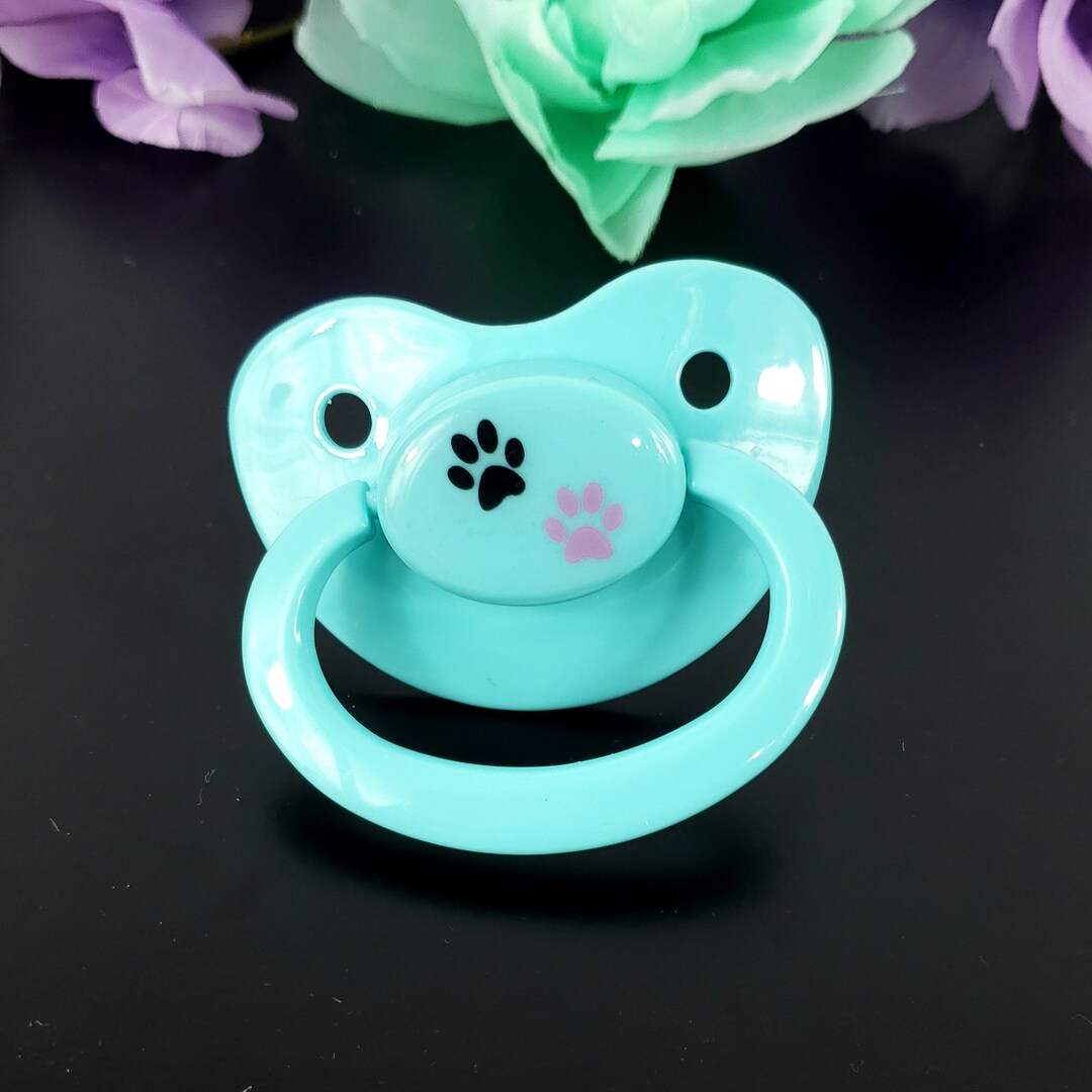 Printed Pacifier Black and Pink Paw Print Pacifier- ABDL Adult Pacifier- Various Color ...