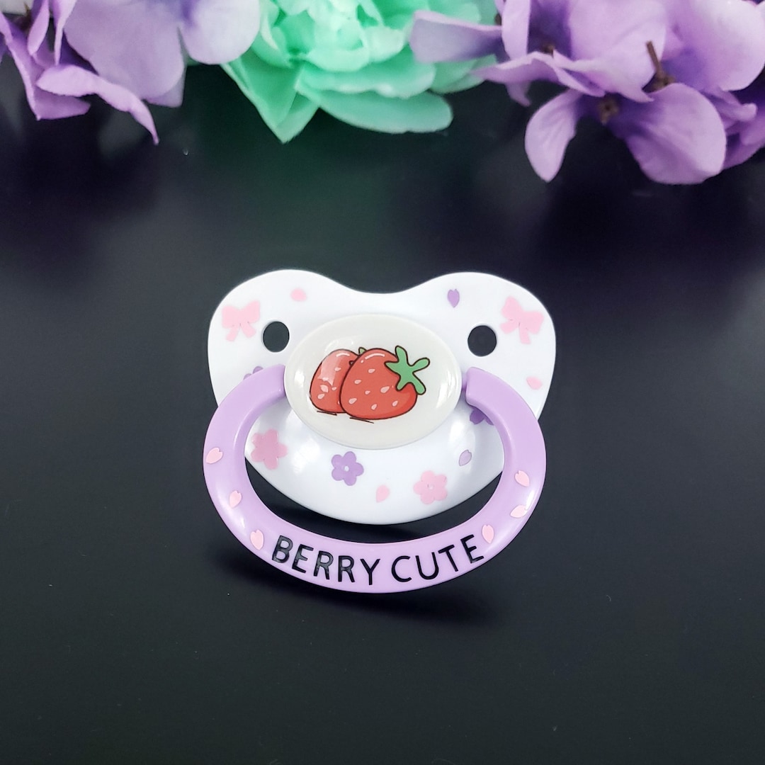 ABDL Adult Pacifier - Strawberry Adult Baby Pacifier (Custom Colors) - Age Regress - Little Space Pacifier- SFW