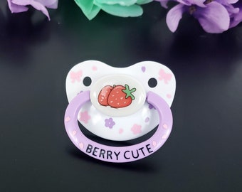 ABDL Adult Pacifier - Strawberry Adult Baby Pacifier (Custom Colors) - Age Regress - Little Space Pacifier- SFW