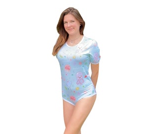 ABDL Adult Bodysuit - Ocean Creatures -Adult One Piece Bath Time Milk Silk  | Age Regress Little Space Clothing Apparel Ideas