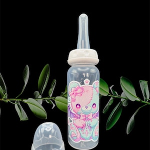 ABDL Bottle - Adult Size Baby Bottle - Large Teat Baby Bottle - Kawaii Bat Little Space Accessories