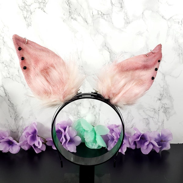 Pig Ears Headband - Punk Fully adjustable Gothic Bunny Ears for Pet Play and Animal Roleplay | Costume Accessories - Rabbit Ears