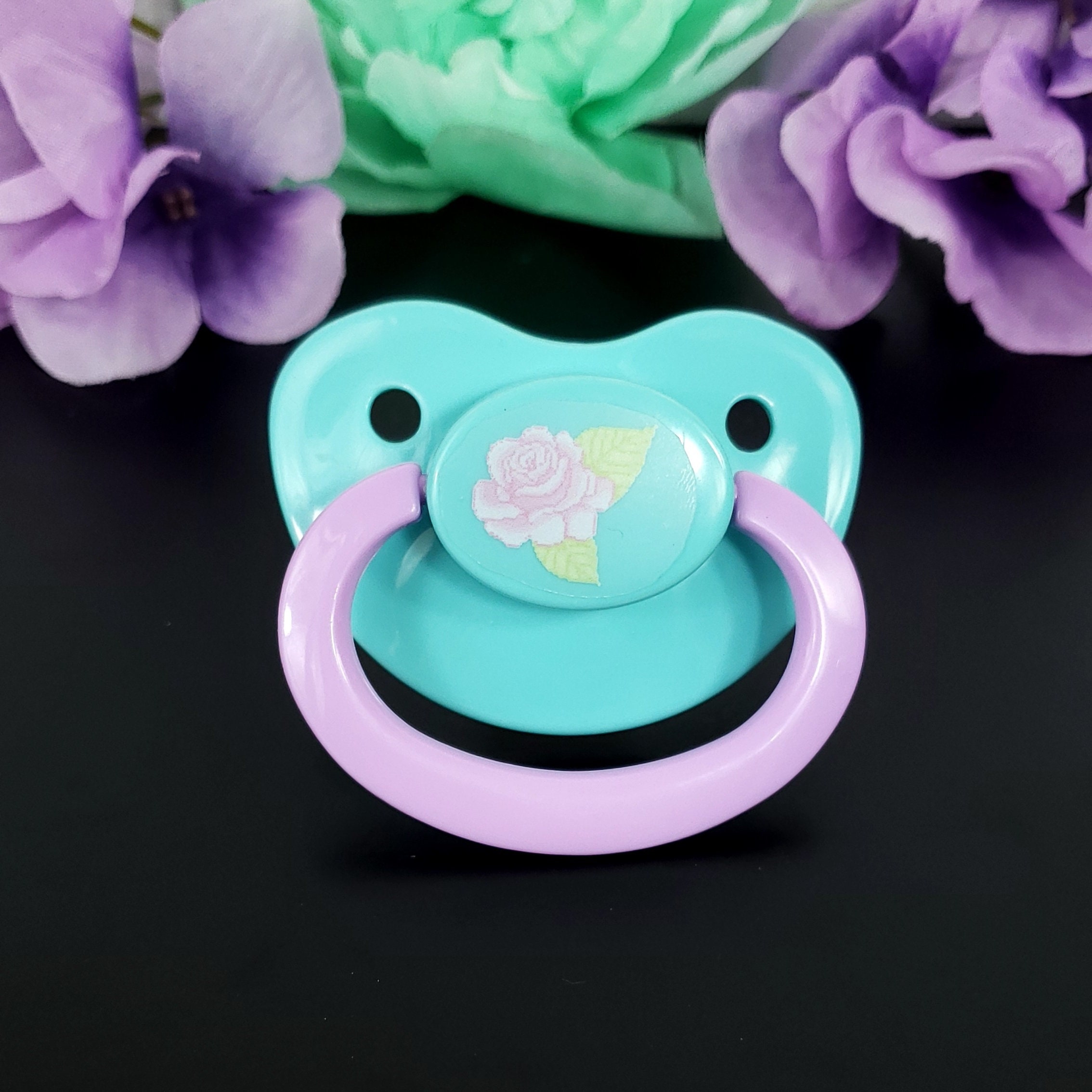 Turquoise Pacifier Pastel Rose Adult Pacifier - ABDL Adult Baby Pacifier in Various Colors ...