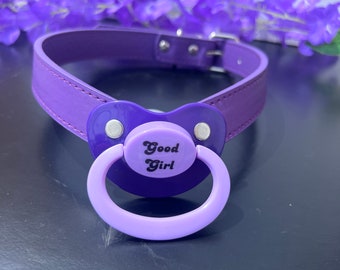 Good Girl Adult Pacifier Gag - DDLG & ABDL Gag - Purple DDLG Pacifier Gag - Adult Baby Age Play Pacifier Gag - Little Space Accessories