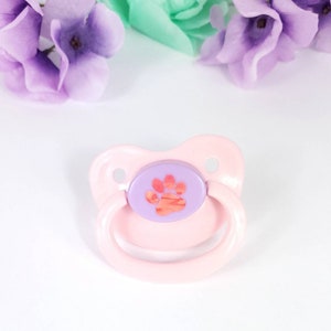 Paw Print Adult Pacifier - Holographic ABDL  Pacifier - Little Space Adult Pacifier - Various Colors for Soothing and Age Regress
