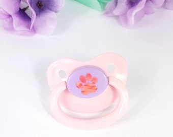 Paw Print Adult Pacifier - Holographic ABDL  Pacifier - Little Space Adult Pacifier - Various Colors for Soothing and Age Regress