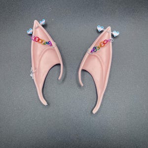 Pride Elf Ears - Fantasy Cosplay Fairy Ears - Slip on Elf Ears with Earrings and chain