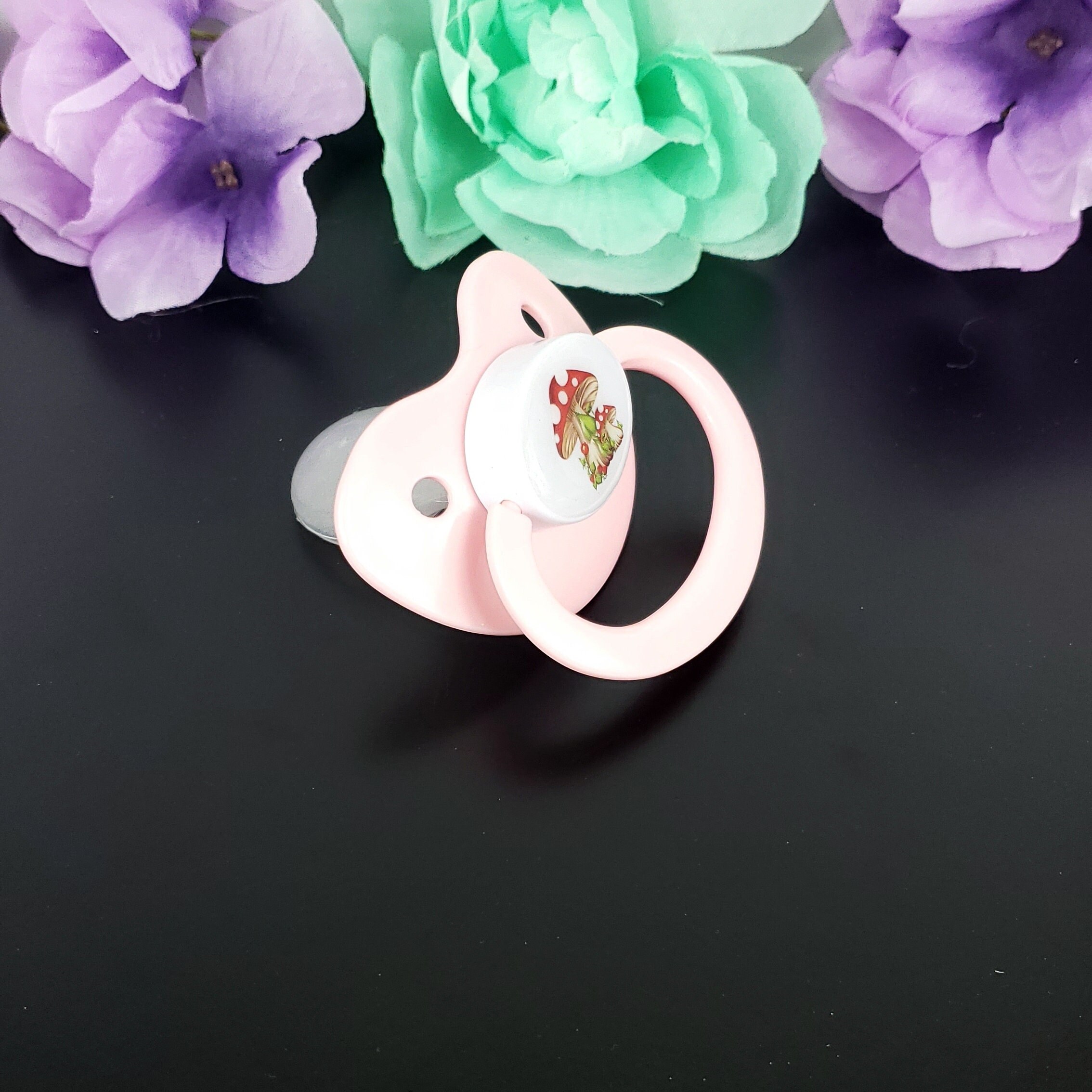 Spring Baby Pacifier Adult Pacifier SFW Mushrooms - Spring Theme ABDL Adult Baby Pacifier in ...