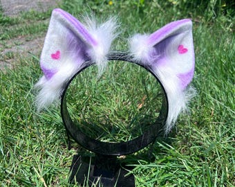 Purple Pet Play Animal Ears - Kitten Cosplay Ears - Cat Costume Ears - Pet Play Bendable Ears