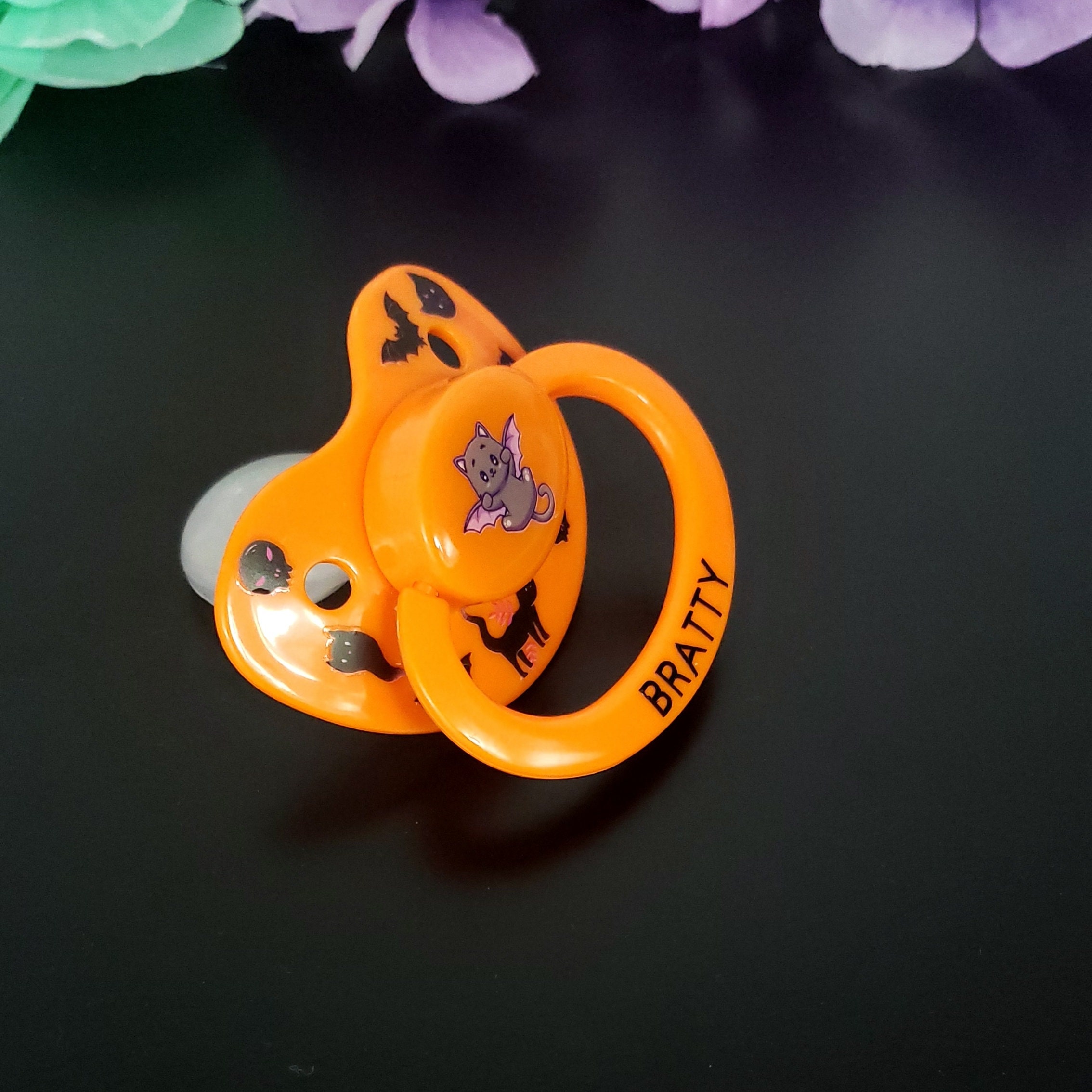 Halloween Adult Pacifier - Bratty ABDL Adult Baby Pacifier - Bat Cat ...