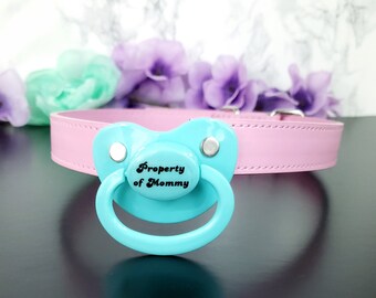 Property Of Mommy Adult Pacifier Gag - Pink ABDL Gag -DDLG Pacifier Gag - Adult Baby Age Play Pacifier Gag - Little Space accessories