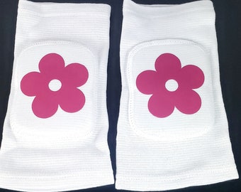 White Flower Knee pads - Pole Dancing Adult Knee Protection for Pet play and Roleplay | Cosplay Cute Pretend Play Accessories Ideas