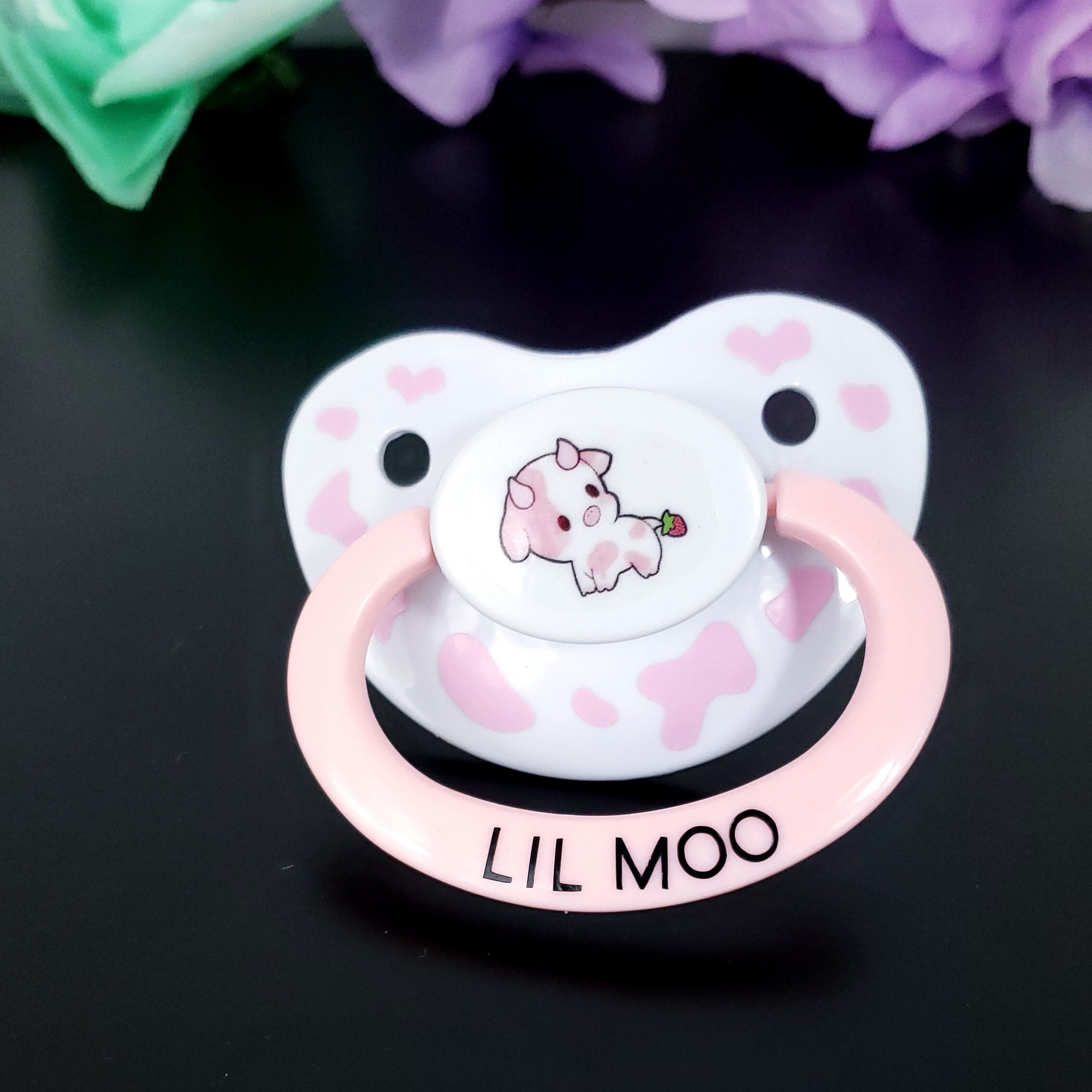 Adult Pacifier - Pink Cow ABDL Adult Baby Pacifier for Soothing and Age ...