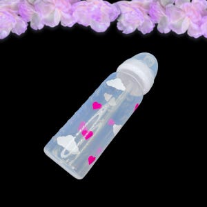 ABDL Bottle - Adult Size Baby Bottle - Large Teat Baby Bottle - Clouds and Hearts Theme Little Space Accessories