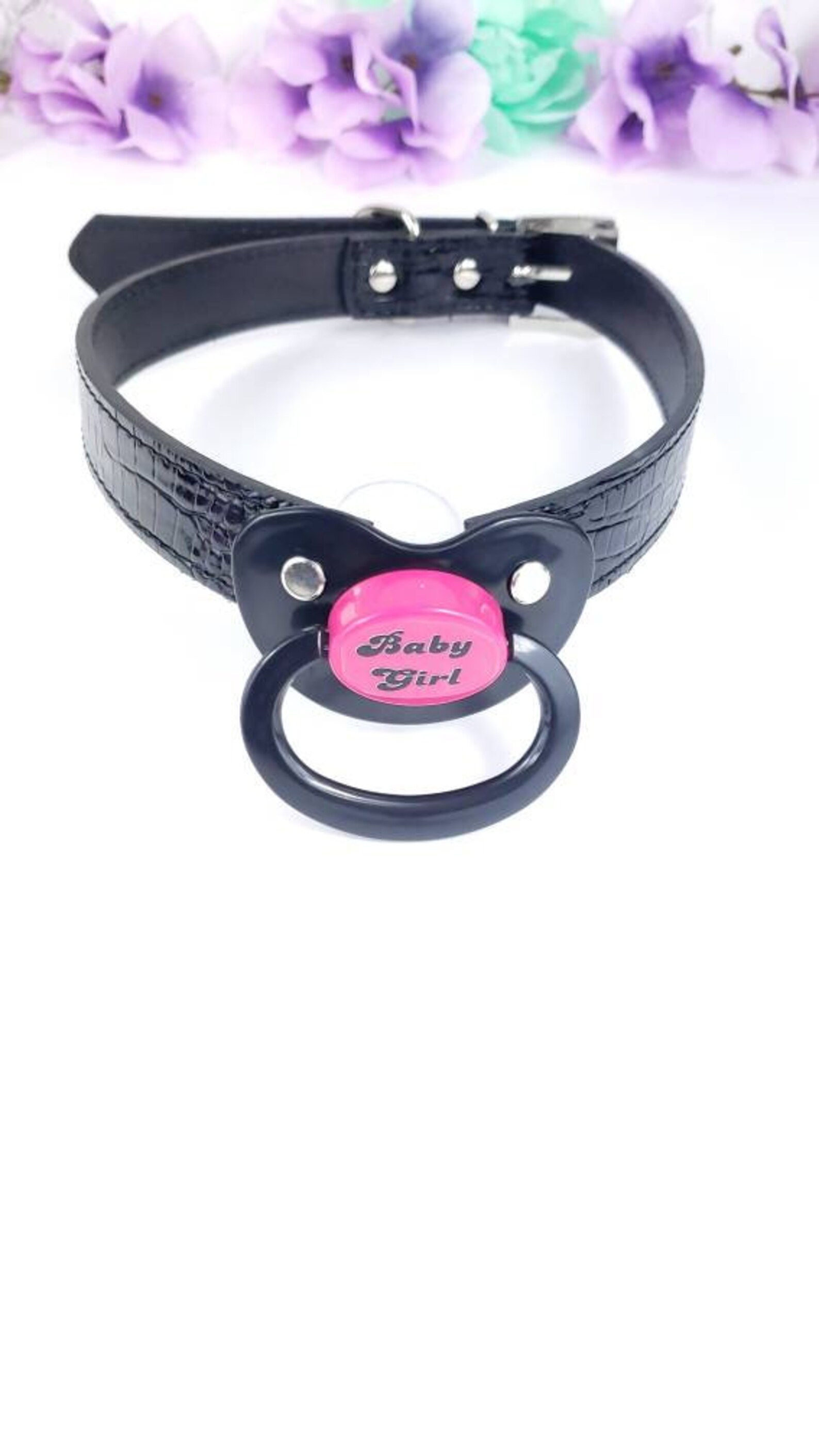 Baby Girl Pacifier Gag Black ABDL Gag DDLG Pacifier Gag Etsy