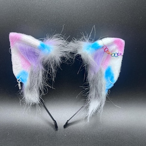 Colorful Pet Play Animal Ears - Kitten Cosplay Ears - LGBTQ Pet Play Bendable Pony Ears - Pride Costume Ears