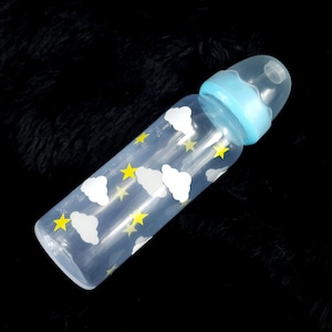 ABDL Bottle - Adult Size Baby Bottle - Large Teat Baby Bottle - Clouds and Stars Theme Little Space Accessories
