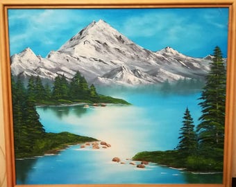 Картина. Грунтованое дсп. Деревяная рама. Масляные краски "Лесное озеро". Painting. Primed dps Wooden frame. Oil paints. Landscape.