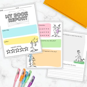 Printable Kid Book Report - Elementary Book Report - Book Review Printable - My Book Report Instant Download - Kids Book Log - Homeschool