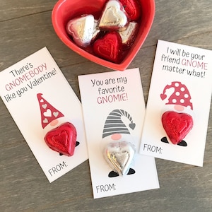 Gnome imprimable Saint-Valentin pour classe - Téléchargement Gnome Saint-Valentin - Classe Saint-Valentin cartes - Saint-Valentin imprimable pour enfants - Gnomes