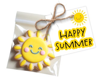 Printable 2 & 2.5" Gift Tag - Cookie Tag - Happy Summer Cookie Tag - Sunshine Sun Summer Cookie Tag - Summer Gift Tag - Summer Birthday Card