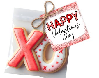Printable 2 & 2.5" Gift Tag - Cookie Tag - Happy Valentine's Day - Valentine Gift Tag - Cookie Tag - Red Glitter Happy Valentine's Day Tag