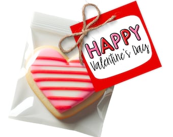 Printable 2 & 2.5" Gift Tag - Cookie Tag - Happy Valentine's Day - Valentine Gift Tag - Square Cookie Tag - Red Happy Valentine's Day Tag