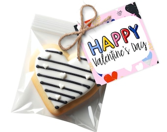 Printable 2 & 2.5" Gift Tag - Cookie Tag - Happy Valentine's Day - Valentine Gift Tag - Square Cookie Tag - Colorful Heart Abstract Card