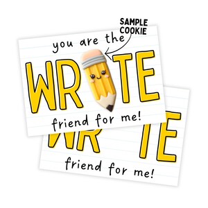 Druckbare 3,5x15cm & 12x18cm Cookie Karte - Du bist der Schreibfreund für mich - Bleistift Stift Valentinstag Karte - Back to School Papier Cookie Karte