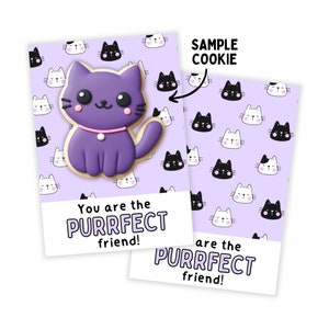 Printable 3.5x5&quot; & 5x7&quot; Cookie Card - You are the Purrfect Friend - Cat Kitty Themed Valentine&#39;s Day Printable Kitty Kitten Cat Cookie Card