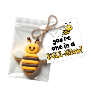 Etiqueta de regalo imprimible de 2 y 2,5" - Etiqueta de galleta - Eres uno en un Buzzillion - Etiqueta de agradecimiento con temática de abeja - Tarjeta del día de San Valentín de abeja Tarjeta de galleta de abeja