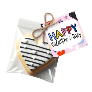 Printable 2 & 2.5&quot; Gift Tag - Cookie Tag - Happy Valentine&#39;s Day - Valentine Gift Tag - Square Cookie Tag - Colorful Heart Abstract Card